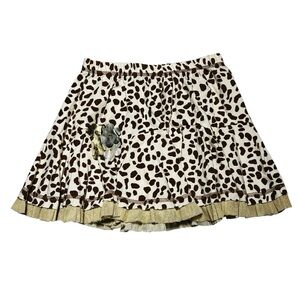 Kate Mack Brown and Cream Patterned Skater Skirt Ruffled hem